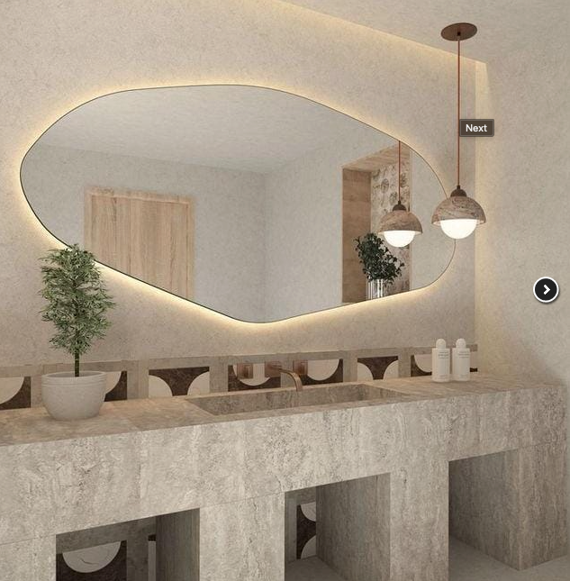 Espelho Orgânico Irregular com LED | 2,10 m x 0,80 m